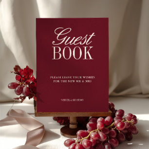 Elegantes burgunderrotes Gästebuch Hochzeitstisch-