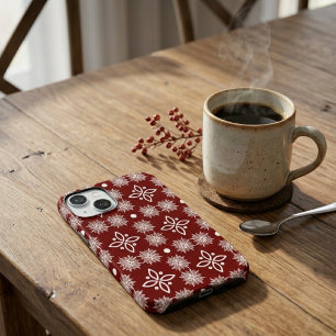 Elegantes burgunderrotes Schneeflocken-Damaskus-Bl Case-Mate iPhone Hülle