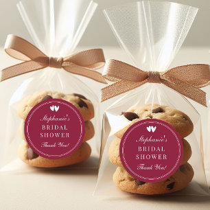 Elegantes Burgunderrotes Valentins Brautparty Runder Aufkleber