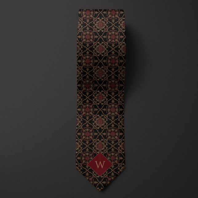 Elegantes Burgundy & Black Monogram Krawatte (Von Creator hochgeladen)