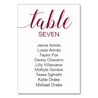 Elegantes Burgundy & Black Wedding Seating Chart Tischnummer