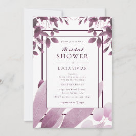 Elegantes Burgundy Blätter Brautparty Einladung