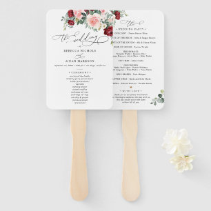 Elegantes Burgundy Blush Hochzeitsprogramm Fächer