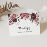 Elegantes Burgundy Brautparty Dankeschön Card Dankeskarte<br><div class="desc">Dieses elegante burgundy Brautparty Dankeschön-Karte ist perfekt für ein modernes Brautparty. Das Design besticht durch hübsche bordeauxrote Bordeaux-Bordeaux-Rose,  die hübsch in hübsche Rahmen und Bouquets angeordnet sind. Diese Karten können für eine Hochzeit,  ein Brautparty oder eine besondere Veranstaltung verwendet werden.</div>