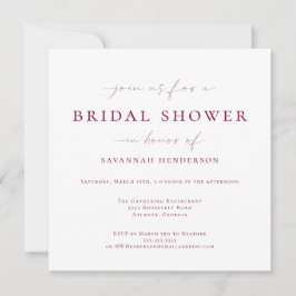 Elegantes Burgundy Classic Brautparty Einladung