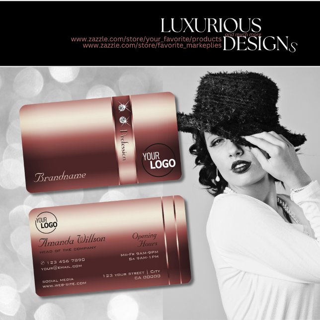 Elegantes Burgundy Dekor Schimmery Diamonds hinzuf Visitenkarte (Von Creator hochgeladen)