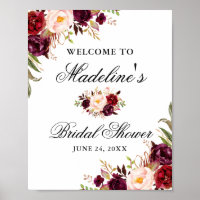 Elegantes Burgundy Floral Brautparty