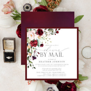 Elegantes Burgundy Floral Brautparty von Mail Einladung