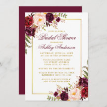 Elegantes Burgundy Floral Gold Brautparty