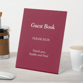 Elegantes Burgundy Gästebuch - Schild