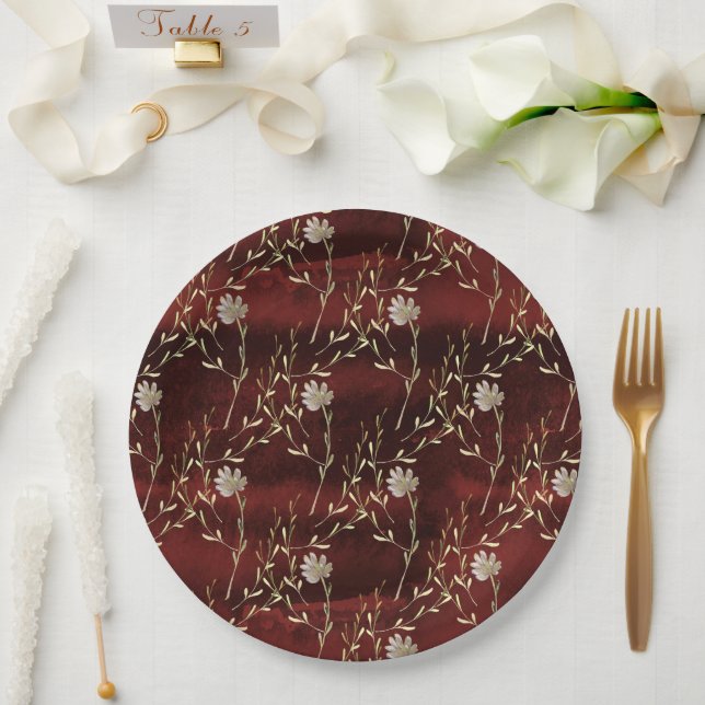 Elegantes Burgundy Marsala Party Pappteller (Hochzeit)