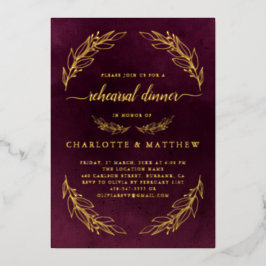 Elegantes Burgundy Probe Dinner Gold Folieneinladung