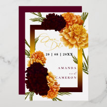 Elegantes Burgundy Red Watercolor "MARIGOLD" Foto
