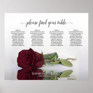 Elegantes Burgundy Rose 4 Tabelle Seekarte Poster