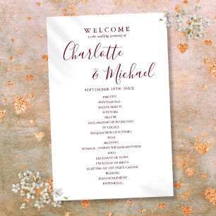 Elegantes Burgundy Script-Hochzeitsprogramm