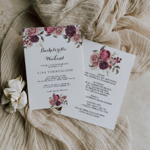 Elegantes Burgundy Summer Bachelorette Weekend Einladung