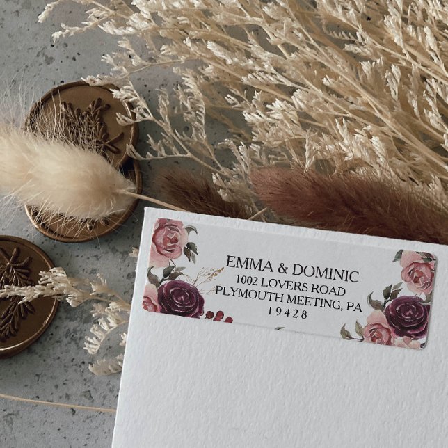 Elegantes Burgundy Summer Return Address Label (Von Creator hochgeladen)