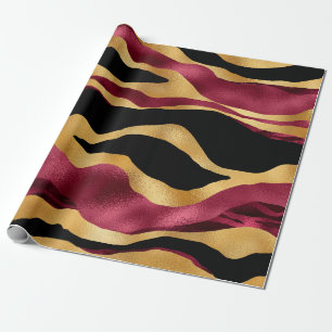 Elegantes Burgundy Tiger Stripes markiertes Tier Geschenkpapier