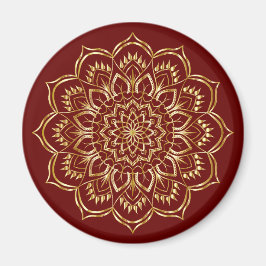Elegantes Burgundy und Gold Floral Mandala Muster Magnet