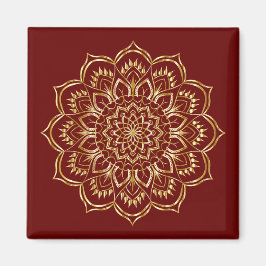 Elegantes Burgundy und Gold Floral Mandala Muster Magnet