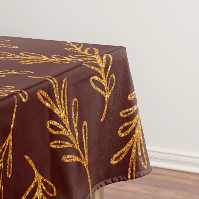 Elegantes Burgundy- und Gold Floral Sprig Tischtuc Tischdecke (Beispiel)