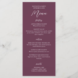 Elegantes Burgundy Wedding Menu Menükarte