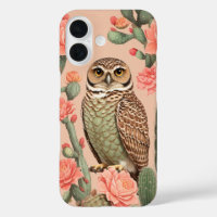 Elegantes Burrowing Owl und Kakteen