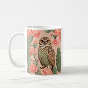 Elegantes Burrowing Owl und Kakteen Kaffeetasse