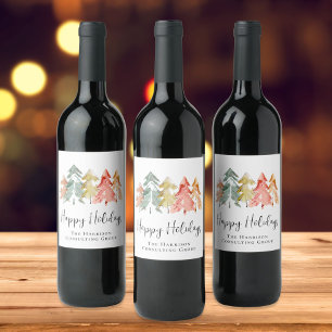 Elegantes Business Happy Holidays Weihnachten Weinetikett