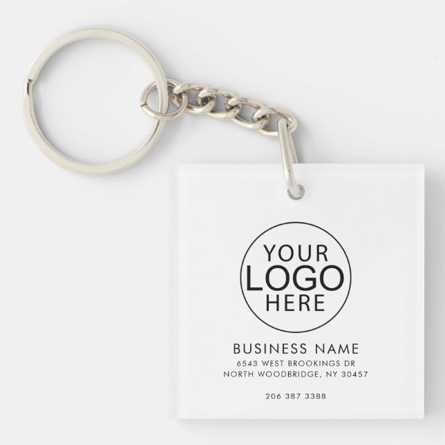 Elegantes Business-Logo Corporate QR-Code Custom Schlüsselanhänger (Vorderseite)