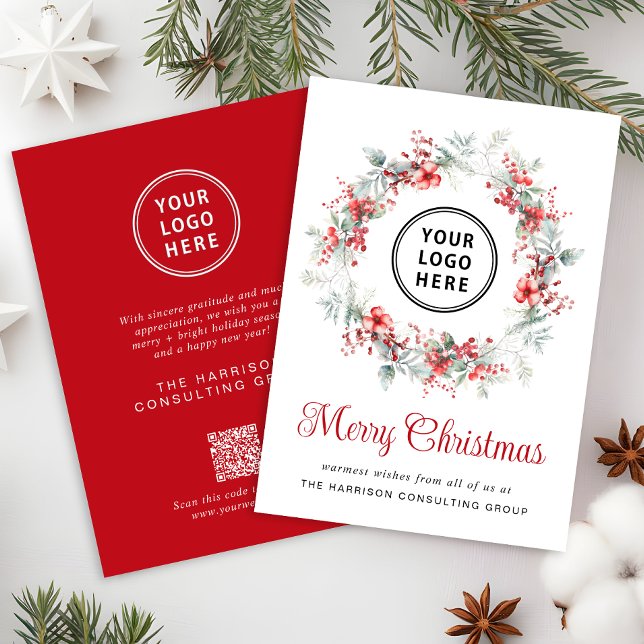 Elegantes Business Logo QR Code Frohe Weihnachten (Spread the joy of the season and strengthen business relationships with our elegant holiday card)