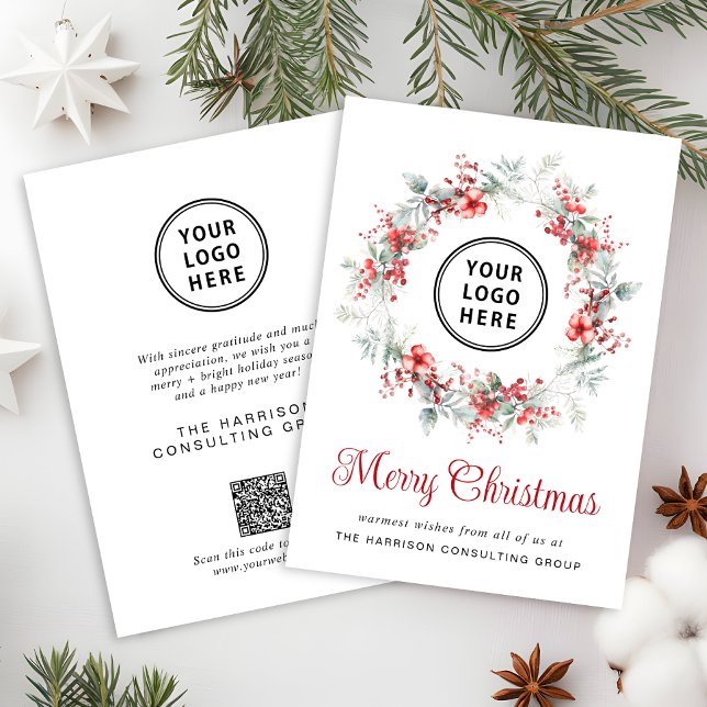 Elegantes Business Logo QR Code Frohe Weihnachten (Spread the joy of the season and strengthen business relationships with our elegant holiday card)