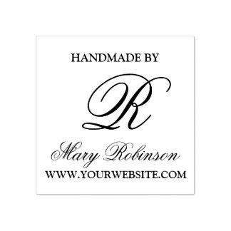 Elegantes Business Monogram "Handmade by" Gummistempel