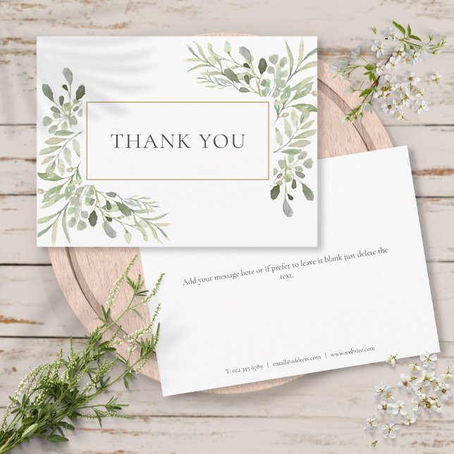 Elegantes Business Vielen Dank Botanisches Grün Postkarte (Elegant Business Thank You Botanical Greenery Postcard)
