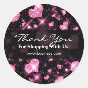 Elegantes Business Vielen Dank Pink Glitzer Herz Runder Aufkleber