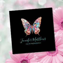 Elegantes Butterfly Black Square Business Quadratische Visitenkarte