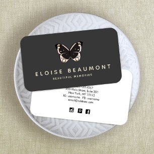 Elegantes Butterfly Event Planner Logo Visitenkarte