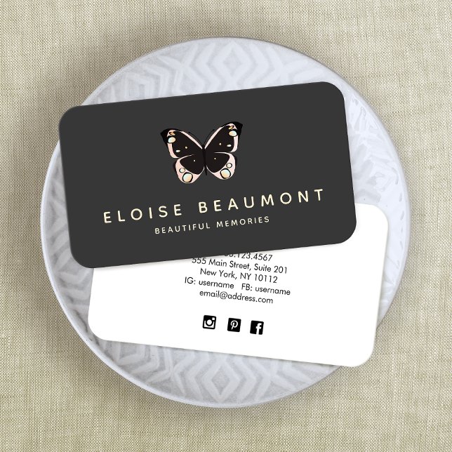 Elegantes Butterfly Event Planner Logo Visitenkarte (Von Creator hochgeladen)