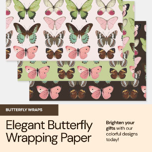 Elegantes Butterfly Garden Wrapping Paper Set Geschenkpapier Set