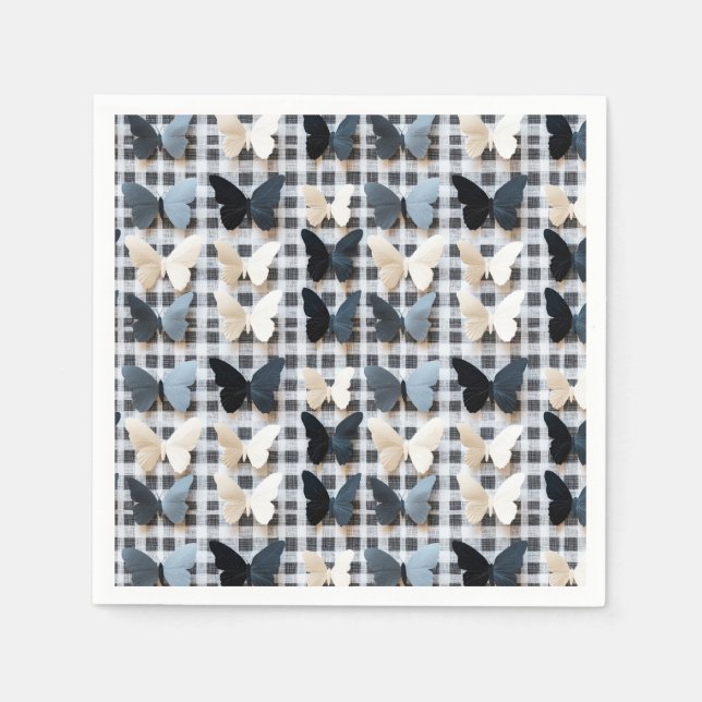 Elegantes Butterfly Grid Pattern Serviette (Vorderseite)