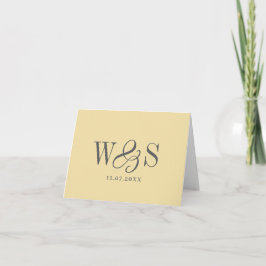 Elegantes Buttergelb Anfangsbuchstabe Hochzeitspaa Dankeskarte