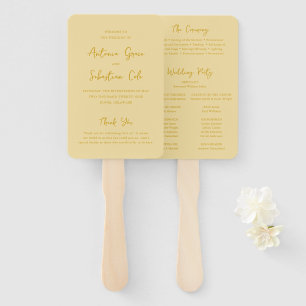 Elegantes Buttergelb modernes Hochzeitsprogramm Fächer