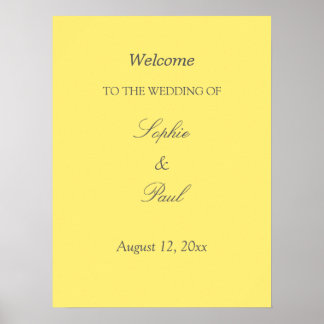 Elegantes Buttergelbes Hochzeitstipendium Poster