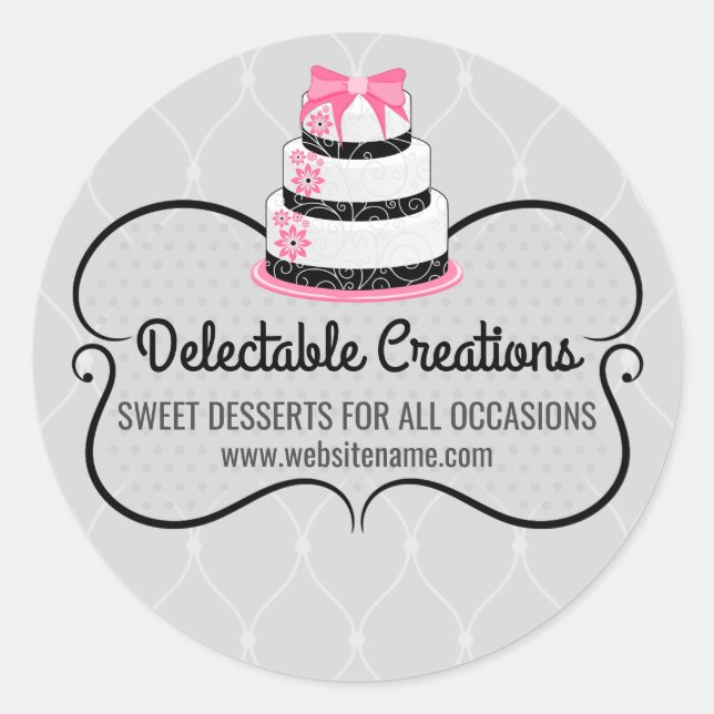 Elegantes Cake Bakery Box Siegel Runder Aufkleber (Vorderseite)