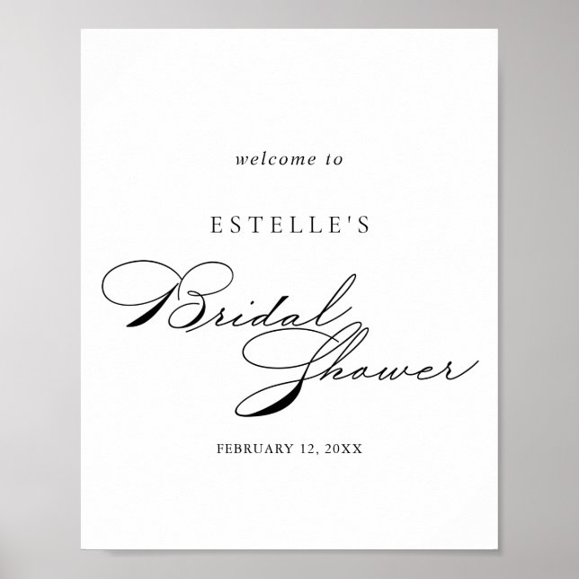 Elegantes Calligrafy Brautparty Willkommenspopster Poster (Vorne)