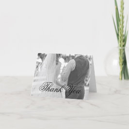 Elegantes Calligrafy Foto Formal Wedding Dankeskarte