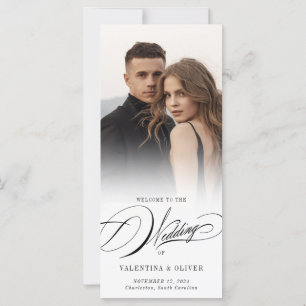 Elegantes Calligrafy Foto Hochzeitsprogramm