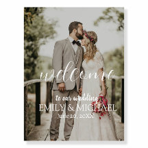 Elegantes Calligrafy Foto Wedding Willkommen