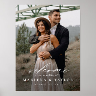 Elegantes Calligrafy Foto Wedding Willkommen Poster