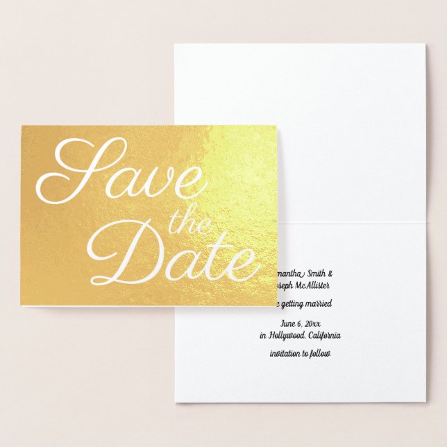 Elegantes Calligrafy Gold Save the Date Folienkarte (Anzeige)